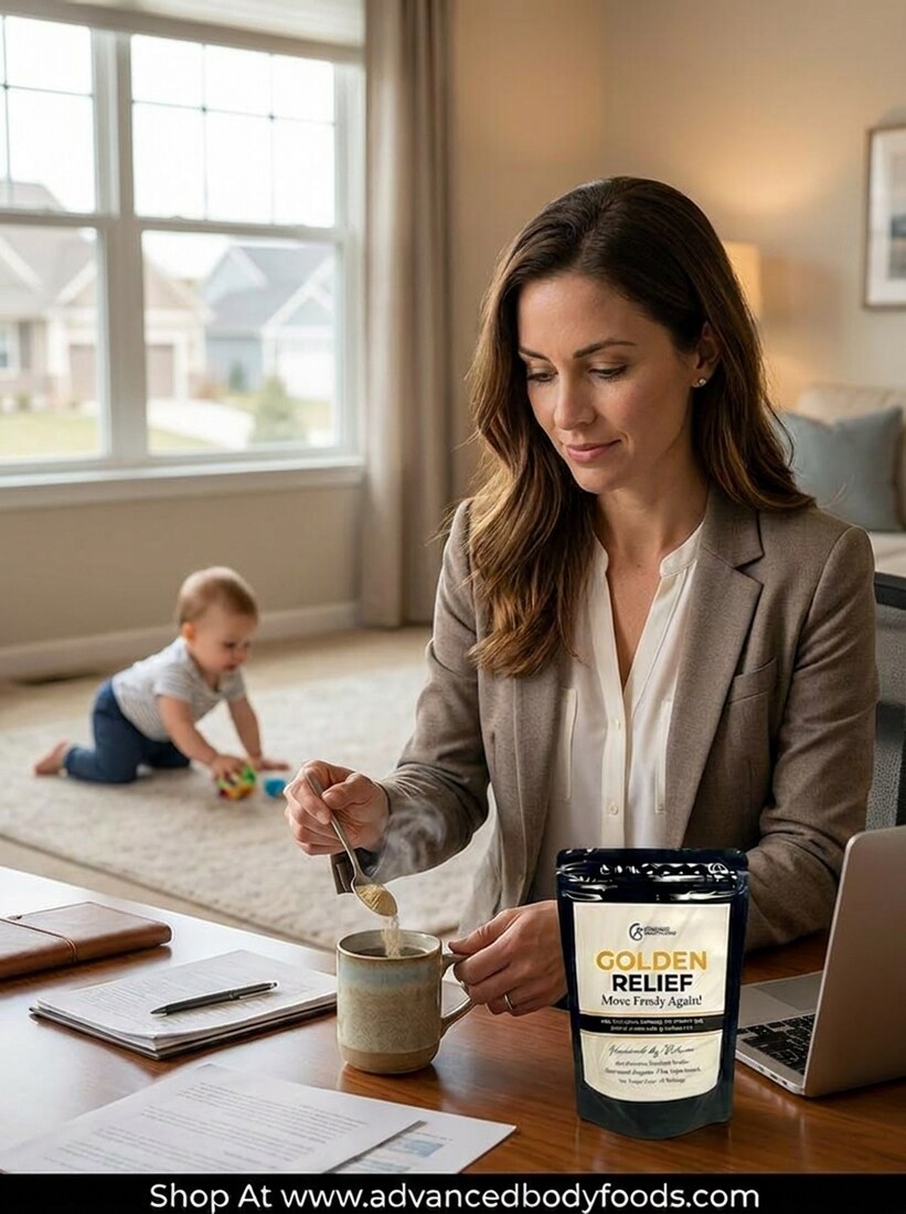 Mother using Golden Relief at home